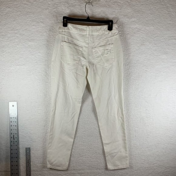 Afrm Skinny‎ Denim Jeans Women's Size 24 White Mid Rise Distressed Cotton 6443 - Picture 2 of 9
